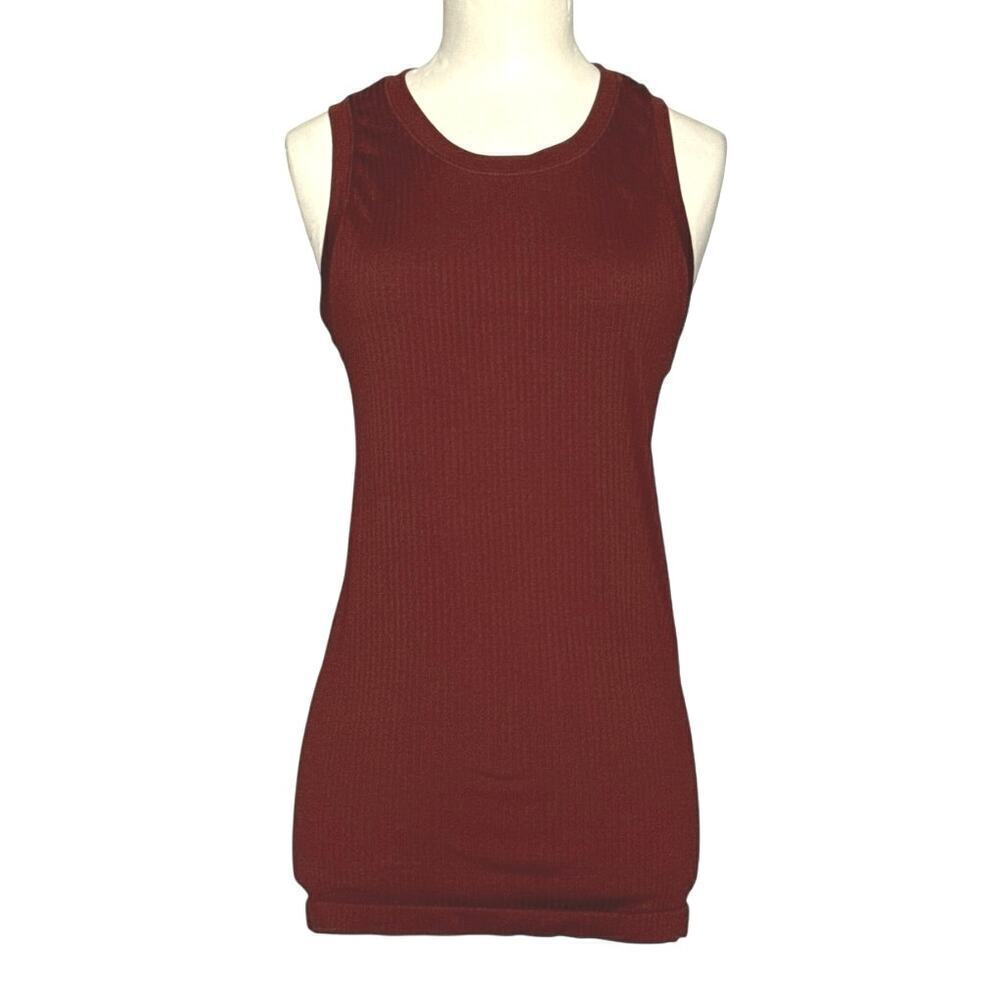 Athleta Ribbed Tank Top S Rust Brown Activewear Athleisure Gym